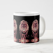 Majestic Lion in Glasing Wireframe Art Jumbo-Tasse (Vorderseite Rechts)