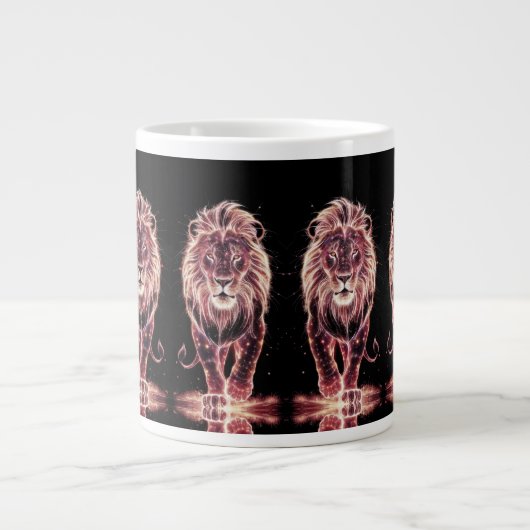Majestic Lion in Glasing Wireframe Art Jumbo-Tasse (Vorderseite)