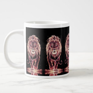 Majestic Lion in Glasing Wireframe Art Jumbo-Tasse