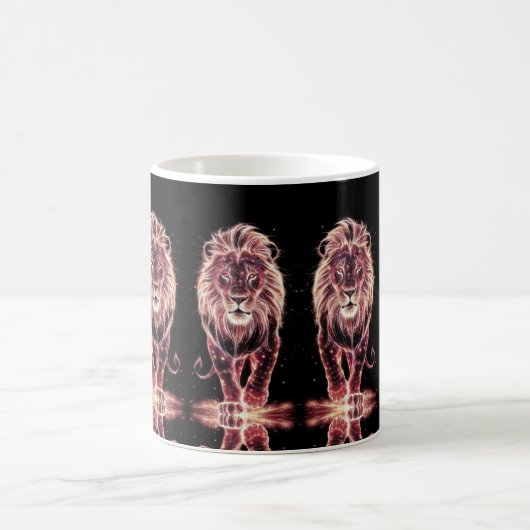 Majestic Lion in Glasing Wireframe Art Kaffeetasse (Mittel)