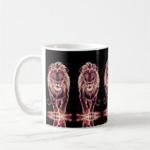 Majestic Lion in Glasing Wireframe Art Kaffeetasse
