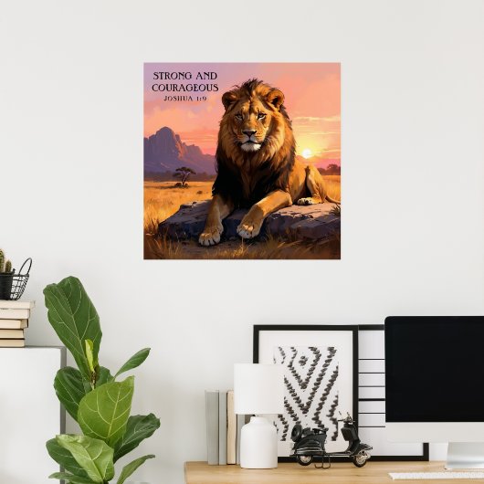 Majestic Lion in Wilden Religiösen Malerei Poster (Heimbüro)
