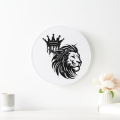 Majestic Lion King Illustration - Powerful Wildlif Große Wanduhr (Zuhause)