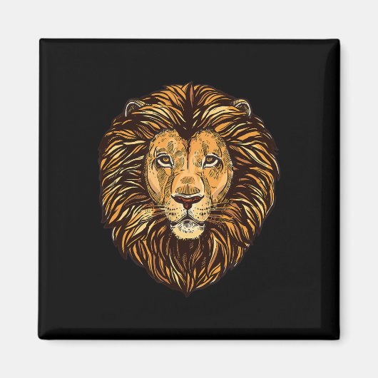 Majestic Lion Mane Detaillierte Kunst - Niedliche  Magnet (Vorne)