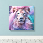 Majestic Lion mit seidenartiger Pastelfeder - Äthe Leinwanddruck (Insitu (Holzboden))