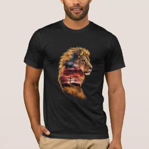 Majestic Lion of Judah & Crucifixion (Cotton T-Shi T-Shirt
