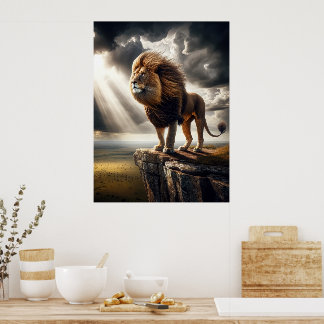 Majestic Lion on Cliff - Inspiration für Wildtiere Poster