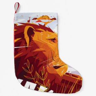 Majestic lion on safari King of beasts lying and g Kleiner Weihnachtsstrumpf