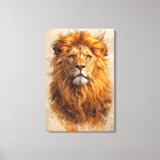 Majestic Lion Portrait – Golden Power Canvas Print Leinwanddruck