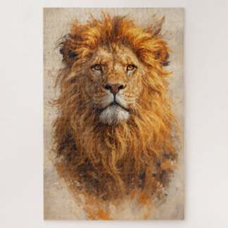 Majestic Lion Portrait – Golden Power Puzzle