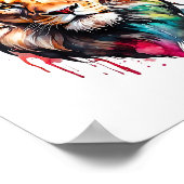 Majestic Lion Rainbow Watercolor Splash Art Poster (Ecke)