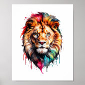 Majestic Lion Rainbow Watercolor Splash Art Poster (Vorne)