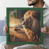 Majestic Lion Roaming mit Awe Poster