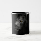 Majestic Lion, Schwarz-Weiß-Foto Zweifarbige Tasse (Mittel)
