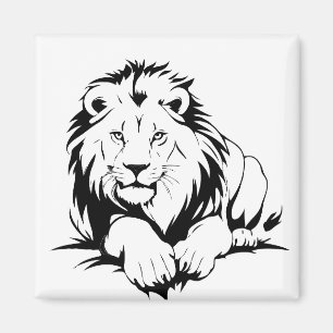 Majestic Lion Silhouette in Bold Vector Art Magnet