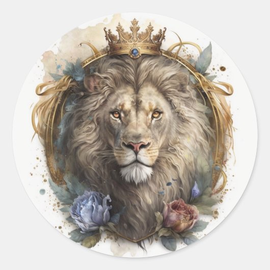 Majestic Lion Sticker im Regal-Aquarell-Stil (Vorderseite)