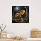 Majestic Lion Strolling under the Moonlight  Poster (Küche)