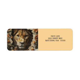 Majestic Lion und elegantes Blumendesign - Labels