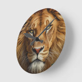 Majestic Lion Wall Clock – Powerful Wildlife Art H Runde Wanduhr (Winkel)