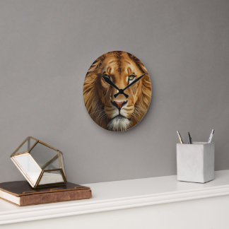 Majestic Lion Wall Clock – Powerful Wildlife Art H Runde Wanduhr