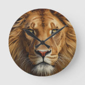 Majestic Lion Wall Clock – Powerful Wildlife Art H Runde Wanduhr (Vorderseite)