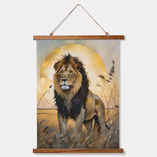 Majestic Lion Wandteppich Mit Holzrahmen (Vorderseite)