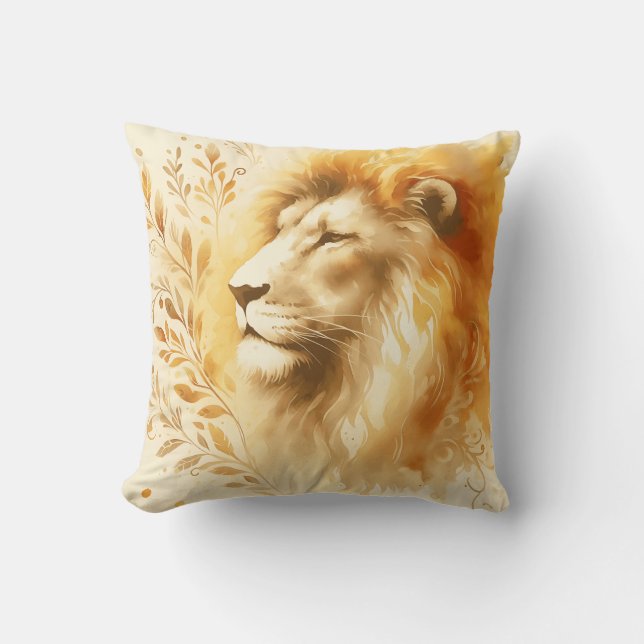 Majestic Lion Watercolor Design Kissen (Vorderseite)