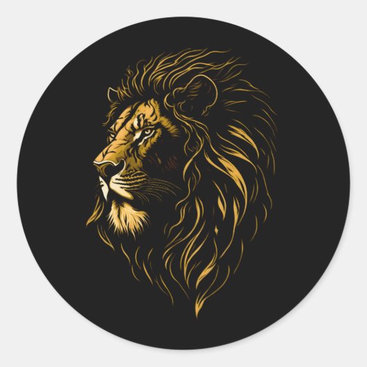 Majestic Lion's Face Classic Round Sticker (Vorderseite)