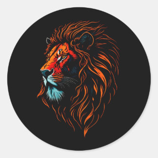 Majestic Lion's Face Classic Round Sticker