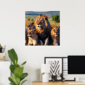 Majestic Lions Roaming Heritage Land Poster (Heimbüro)