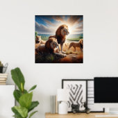 Majestic Lions Roaming mit der Savanna Poster (Heimbüro)