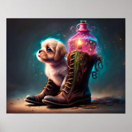 Majestic Little Dog and Boots Poster