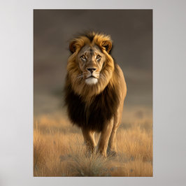 Majestic Löwe im Golden Savanna Poster