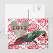 Majestic Macaw Liebe Damask Postkarte (Vorne/Hinten)
