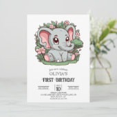 Majestic Magic Elephant 1. Geburtstag digital Einladung (Stehend Vorderseite)