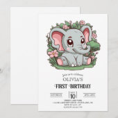 Majestic Magic Elephant 1. Geburtstag digital Einladung (Vorne/Hinten)