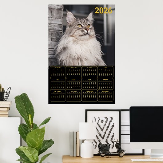 Majestic Maine Coon Cat – 2026 Wall Calendar Poster (Heimbüro)