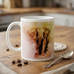 Majestic Malé African Elephant Walking Wasserfarbe Kaffeetasse