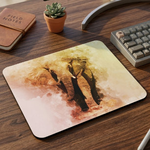 Majestic Malé African Elephant Walking Wasserfarbe Mousepad