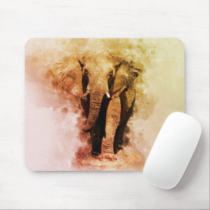 Majestic Malé African Elephant Walking Wasserfarbe Mousepad