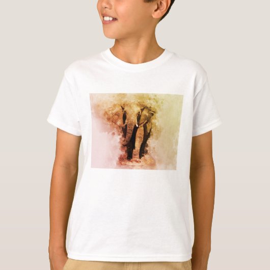 Majestic Malé African Elephant Walking Wasserfarbe T-Shirt (Vorderseite)