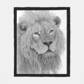 Majestic Male Lion Black and White Digital Artwork Fleecedecke (Vorderseite)