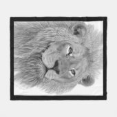 Majestic Male Lion Black and White Digital Artwork Fleecedecke (Vorderseite (Horizontal))