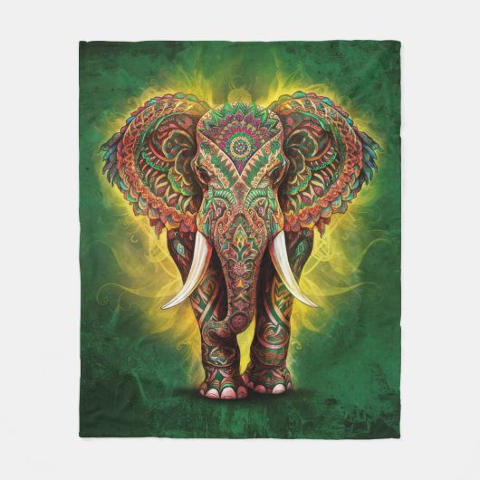 Majestic Mandala Elephant Fleecedecke (Vorderseite)