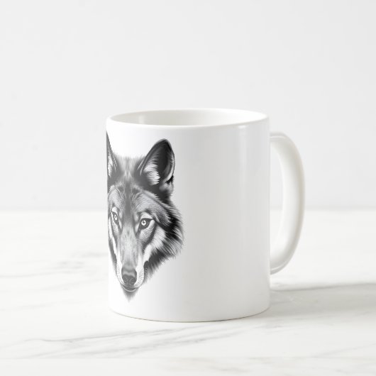 Majestic Maned Wolf Head Design Kaffeetasse (VorderseiteRechts)