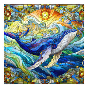 Majestic Marine Mosaik A Stainted Glass Whale Fotodruck