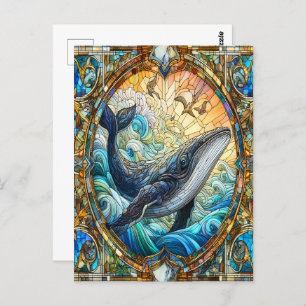 Majestic Marine Mosaik A Stainted Glass Whale Postkarte