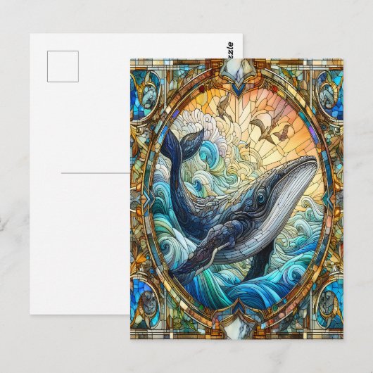 Majestic Marine Mosaik A Stainted Glass Whale Postkarte (Vorne/Hinten)