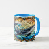 Majestic Marine Mosaik A Stainted Glass Whale Tasse (VorderseiteRechts)