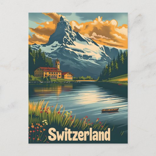 Majestic Matterhorn: Lakeside Bliss in Schweiz Postkarte (Vorderseite)